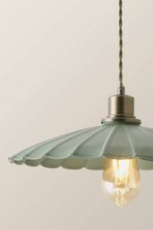 ValueLights Holborn Brushed Gold with Scallop Shade Ceiling Pendant Light & Bulb in Green - thumbnail 4