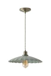 ValueLights Holborn Brushed Gold with Scallop Shade Ceiling Pendant Light & Bulb in Green - thumbnail 6