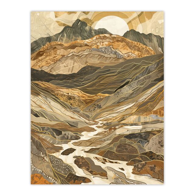 "Artery8 Old Man Of Coniston Sunrise Iconic Landscape Wall Art Print in Brown - Size: W24"" x H32""" - image 1