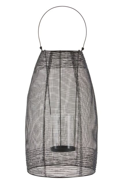 Orsina Large Black Lantern, Iron Wireframe Black Candle Holder, Indoor & Outdoor Glass Shade Candle Holder - image 1
