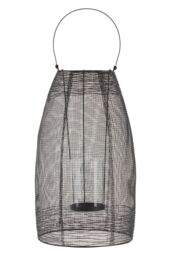 Orsina Large Black Lantern, Iron Wireframe Black Candle Holder, Indoor & Outdoor Glass Shade Candle Holder - thumbnail 6