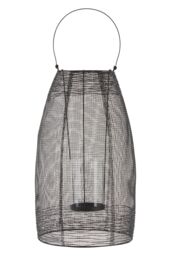 Orsina Large Black Lantern, Iron Wireframe Black Candle Holder, Indoor & Outdoor Glass Shade Candle Holder