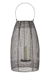 Orsina Large Black Lantern, Iron Wireframe Black Candle Holder, Indoor & Outdoor Glass Shade Candle Holder - thumbnail 3