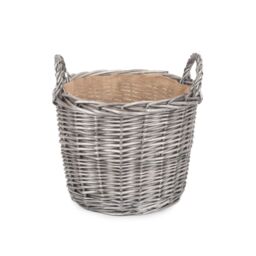Red Hamper Wicker Antique Wash Finish Lined Log Baskets in Natural - thumbnail 2