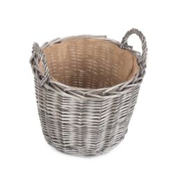 Red Hamper Wicker Antique Wash Finish Lined Log Baskets in Natural - thumbnail 3