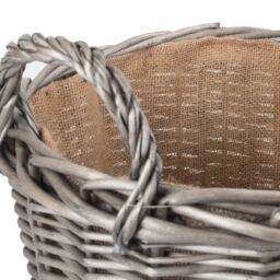 Red Hamper Wicker Antique Wash Finish Lined Log Baskets in Natural - thumbnail 4