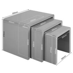 Havendro Nest of Tables Set of 3 Grey Gloss Coffee Side End Nesting - thumbnail 2