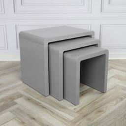 Havendro Nest of Tables Set of 3 Grey Gloss Coffee Side End Nesting - thumbnail 4