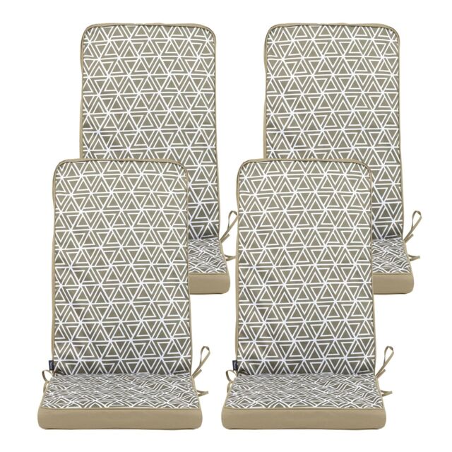 icon Outdoor High Back Seat Cushion Set of 4 Olive Green Geometric - image 1