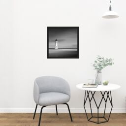 "Artery8 Wall Art Print Warby Lighthouse New Brighton Near Liverpool Photo Square Framed Picture 16X16 Inch in Black - Size: W16"" x H16""" - thumbnail 2