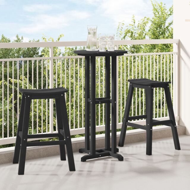 Berkfield Home 3 Piece Garden Bar Set Black HDPE - image 1