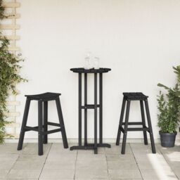 Berkfield Home 3 Piece Garden Bar Set Black HDPE - thumbnail 4