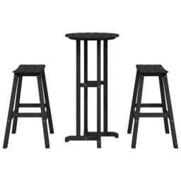 Berkfield Home 3 Piece Garden Bar Set Black HDPE - thumbnail 7