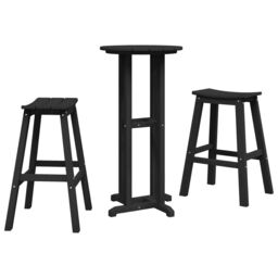 Berkfield Home 3 Piece Garden Bar Set Black HDPE - thumbnail 2