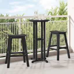Berkfield Home 3 Piece Garden Bar Set Black HDPE - thumbnail 1