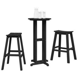 Berkfield Home 3 Piece Garden Bar Set Black HDPE - thumbnail 3