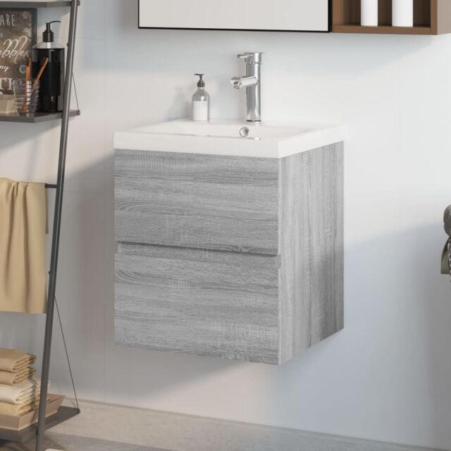 Berkfield Home Sink Cabinet with Built-in Basin Grey Sonoma Engineered Wood - image 1