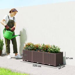 OUTSUNNY Plastic Raised Garden Bed with Legs & Drainage Holes & Plugs in Brown - thumbnail 3