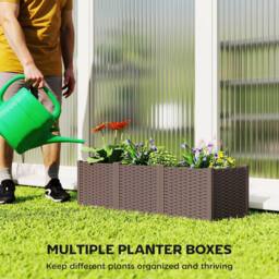 OUTSUNNY Plastic Raised Garden Bed with Legs & Drainage Holes & Plugs in Brown - thumbnail 5