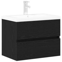 Berkfield Home Sink Cabinet with Built-in Basin Black Oak Engineered Wood - thumbnail 1