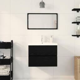 Berkfield Home Sink Cabinet with Built-in Basin Black Oak Engineered Wood - thumbnail 4