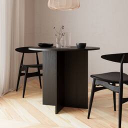 BIMOSSA 4-Seater Round Dining Table, Modern Scandinavian Kitchen & Living Room Table w/ Compact Wooden Design, Small Round Table, Ready to Assemble - thumbnail 2