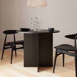 BIMOSSA 4-Seater Round Dining Table, Modern Scandinavian Kitchen & Living Room Table w/ Compact Wooden Design, Small Round Table, Ready to Assemble - thumbnail 1