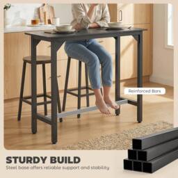 HOMCOM Bar Table Coffee Table with Adjustable Footpads Black Marble Effect - thumbnail 4