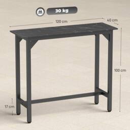 HOMCOM Bar Table Coffee Table with Adjustable Footpads Black Marble Effect - thumbnail 3