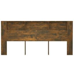 Berkfield Home Headboard Cabinet Smoked Oak 220x18.5x104.5 cm in Brown - thumbnail 4