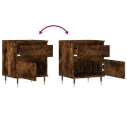 Berkfield Home Modern Bedside Cabinet Smoked Oak 40x35x50 cm Engineered Wood in Brown - Size: 40 x 35 x 50 cm - thumbnail 9