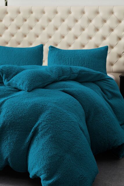Ezysleep Winter Warm Soft Teddy Fleece Duvet Set in Teal - Size: King - image 1