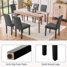 EONLION Dark Grey Fabric Upholstered Dining Chairs Modern Bedroom Chairs - thumbnail 4