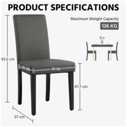 EONLION Dark Grey Fabric Upholstered Dining Chairs Modern Bedroom Chairs - thumbnail 2