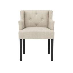 Lemon Pavilion Furniture Shay Winged Indoor Dining Chair with Arms - Linen Blend/Rubber Wood in Beige - thumbnail 2