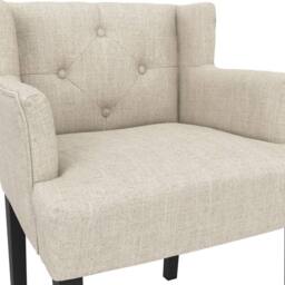 Lemon Pavilion Furniture Shay Winged Indoor Dining Chair with Arms - Linen Blend/Rubber Wood in Beige - thumbnail 5