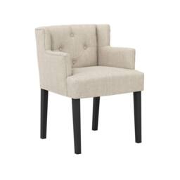 Lemon Pavilion Furniture Shay Winged Indoor Dining Chair with Arms - Linen Blend/Rubber Wood in Beige