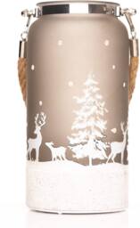 Shatchi 23cm Christmas Decorated Jar Table Winter Forest Scene Lantern in Silver - thumbnail 5