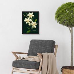 Artery8 Jasmine Flower Blooms Realism Painting With Black Artwork Framed Wall Art Print A4 - thumbnail 2