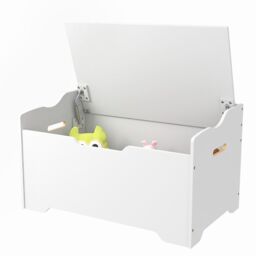 Xample White Wooden Toy Box Organizer Storage Chest Ottoman Basket Box & Sitting Bench - thumbnail 2