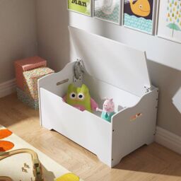 Xample White Wooden Toy Box Organizer Storage Chest Ottoman Basket Box & Sitting Bench - thumbnail 4