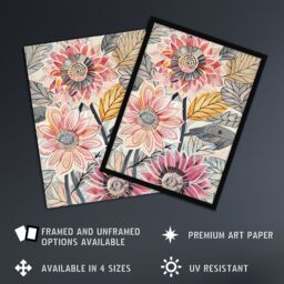 "Artery8 Pink Dahlia Flowers Artwork Bright Fresh Floral Wall Art Print - Size: W24"" x H32""" - thumbnail 2