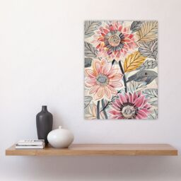 "Artery8 Pink Dahlia Flowers Artwork Bright Fresh Floral Wall Art Print - Size: W24"" x H32""" - thumbnail 4