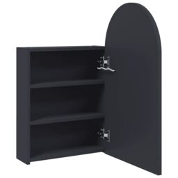 Berkfield Home Bathroom Mirror Cabinet with LED Light Arched Grey 42x13x70 cm - Size: 42 x 13 x 70 cm - thumbnail 5