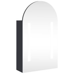 Berkfield Home Bathroom Mirror Cabinet with LED Light Arched Grey 42x13x70 cm - Size: 42 x 13 x 70 cm - thumbnail 2