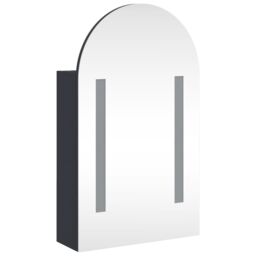Berkfield Home Bathroom Mirror Cabinet with LED Light Arched Grey 42x13x70 cm - Size: 42 x 13 x 70 cm - thumbnail 4