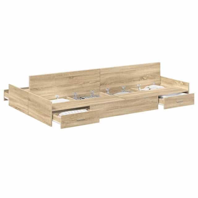Berkfield Home Storage Bed Frame Sonoma oak 120 x 200 cm Engineered wood in Light Brown - image 1