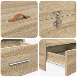Berkfield Home Storage Bed Frame Sonoma oak 120 x 200 cm Engineered wood in Light Brown - thumbnail 9