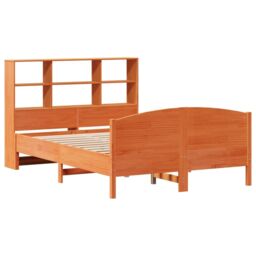 Berkfield Home Bookcase Bed without Mattress Wax Brown 160x200cm Solid Wood Pine - Size: 160x200 cm - thumbnail 3