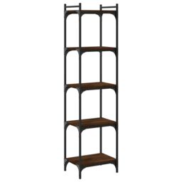 Berkfield Home Bookcase 5-Tier Brown Oak 40x30x154 cm Engineered Wood - Size: 40 x 30 x 154 cm - thumbnail 2